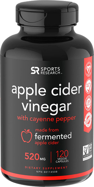 Apple Cider Vinegar Pills with Cayenne Pepper  Made from Organic Fermented Apple Cider  NonGMO Project Verified  Vegan Certified 120 Veggie Capsules