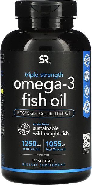 Omega3 Fish Oil Triple Strength 180 Softgels Sports Research