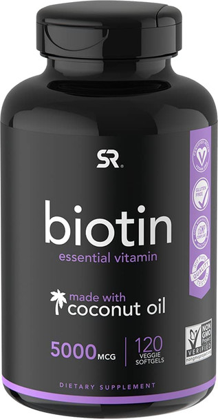 Sports Research Biotin 5000mcg 120ct  Vegan Lutein  Zeaxanthin 20mg 120ct Bundle