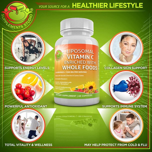 Overall Health Support Liposomal Vitamin C 1500mg  Acidophilus Probiotic Vegan Probiotic Prebiotic Supplement  Quercetin 500mg with Bromelain Zinc and Vitamin C Supplement