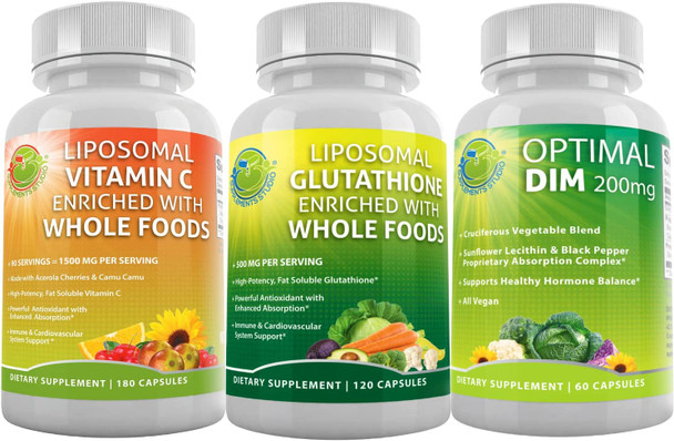 Total Immune  Hormonal Support Liposomal Glutathione Bundle Up With Liposomal Vitamin C For Immune  Cardiovascular Support And Optimal Dim For Estrogen Hormonal Balance Support For Men  Women