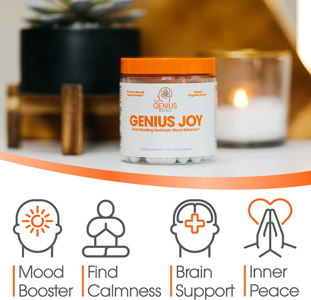 Genius Joy Nootropic Supplement w/Same Panax Ginseng  LTheanine  100 Veggie Pills