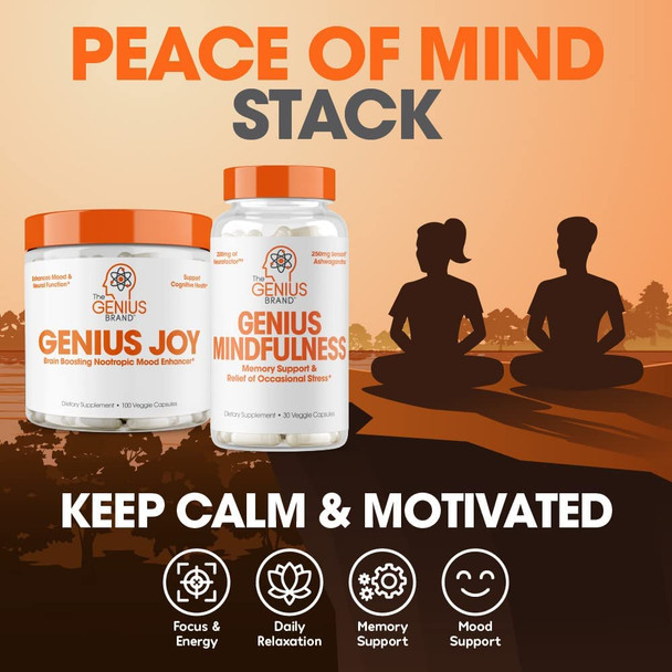 Genius Joy Nootropic Supplement w/Same Panax Ginseng  LTheanine  100 Veggie Pills