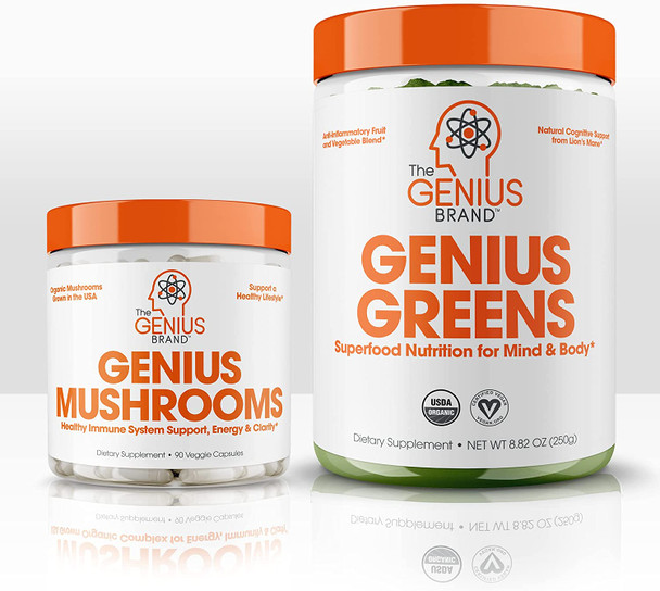 The Organic Brain  Immune Boosting Bundle with Genius Mushrooms  Greens