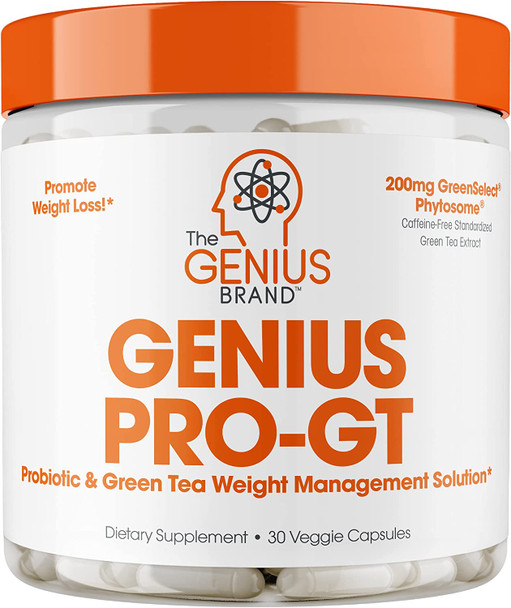 Genius Probiotics for Weight Loss w/ Green Tea Extract for Women  Men  Shelf Stable Probiotic Natural EGCG Fat Burner Supplement Digestive Health Pills for Bloating Relief and Belly Reduction 30sv