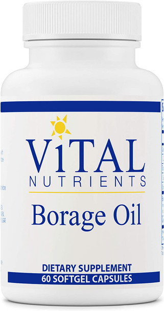 Vital Nutrients Borage Oil High Dose of GLA Essential Omega 6 Fatty Acid Cartilage Joint and Nerve Support 60 Softgels