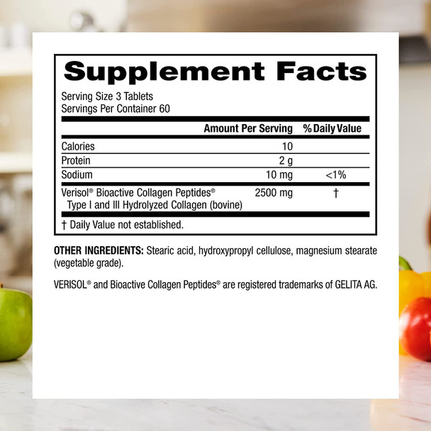 Webber Naturals Collagen30 AntiWrinkle 2500mg of Bioactive Collagen Peptides Per Serving 180 Tablets Helps Reduce Deep Wrinkles Fine Lines  Stimulates Skin Cells Non GMO Dairy  Gluten Free