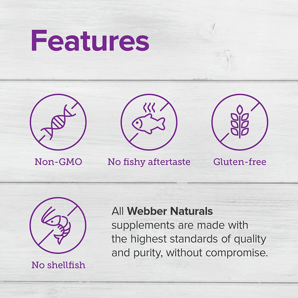 Webber Naturals Triple Strength Omega3 Fish Oil 1800 mg Omega3 1200 mg EPA / 600 mg DHA per Serving 120 Clear Enteric Softgels No Fishy Aftertaste for Heart Brain and Joint Health