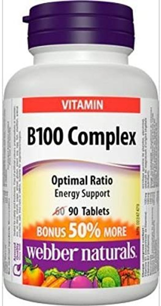 Webber Naturals B100 Complex 100Mg Of B Vitamins Bonus Size 6030 Tablets