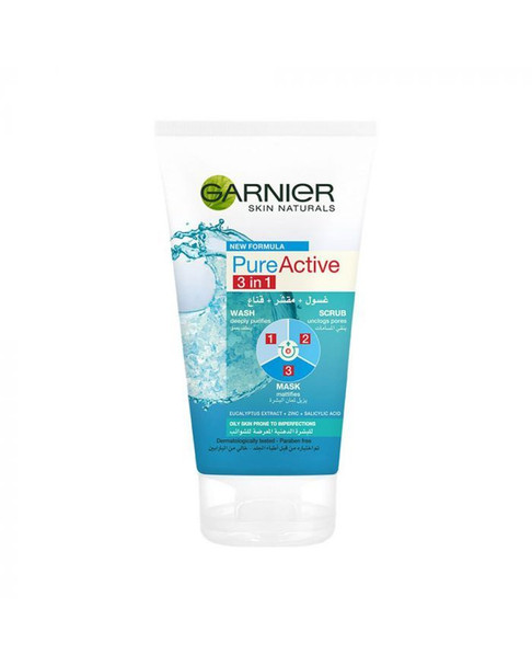 Garnier SkinActive Pure Active 3-in-1 Wash Scrub and Mask 150 mL