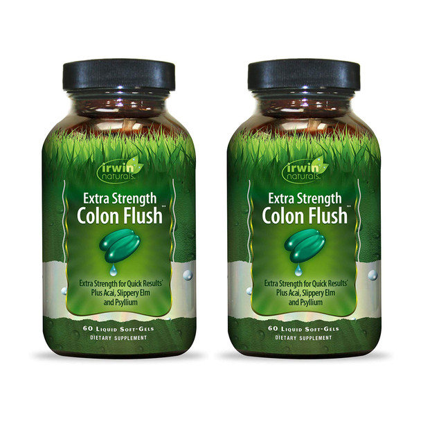 Irwin Naturals Extra Strength Colon Flush, with Acai, Slippery Elm, and Psyllium | 60 Liquid Soft-Gels