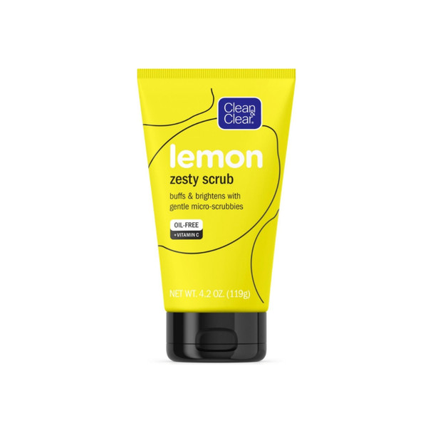 CLEAN & CLEAR  Lemon Zesty Face Scrub with Lemon Extract & Vitamin C, Oil-Free Facial Scrub 4.2  oz