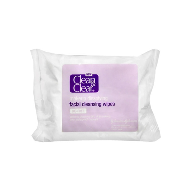 CLEAN & CLEAR Makeup Dissolving Facial Cleansing Wipes 25 Each