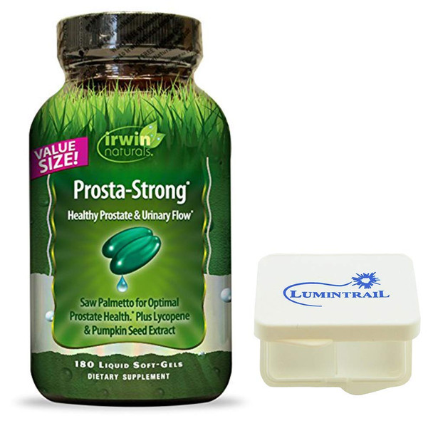 Irwin Naturals Prosta Strong Supplement, Supports Prostate Health and Urinary Flow - 180 Liquid Softgels Bundle with a Lumintrail Pill Case