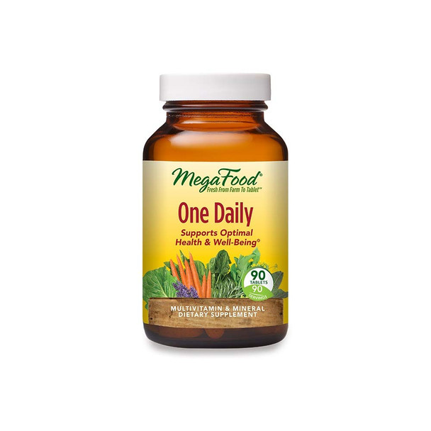 MegaFood, One Daily, Supports Optimal Health and Wellbeing, Multivitamin and Mineral Supplement, Gluten Free, Vegetarian, 90 Tablets