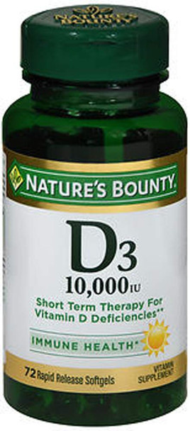 Nature's Bounty D3-10,000 IU Ultra Strength - 72 Softgels, Pack of 3