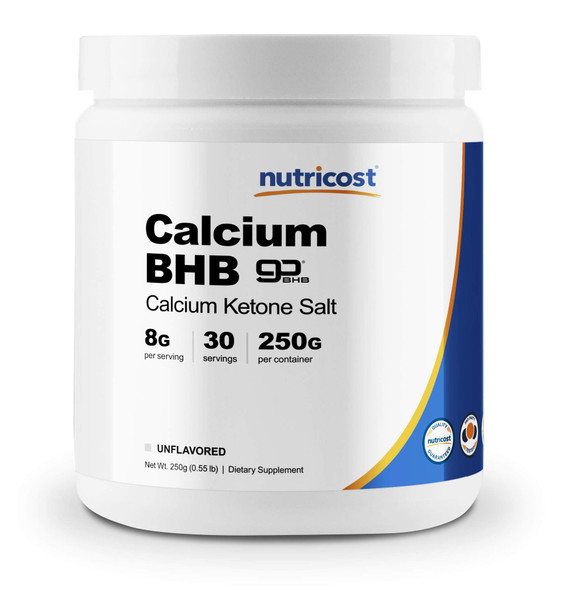 Nutricost Calcium BHB Salts, Exogenous Ketone Supplement, 6.5g Beta-Hydroxybutyrate Per Serving, 250 Grams (30 Serv)