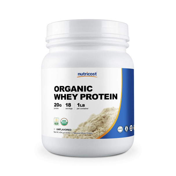 Nutricost Organic Whey Protein Powder (Unflavored) 1 LB - Non-GMO