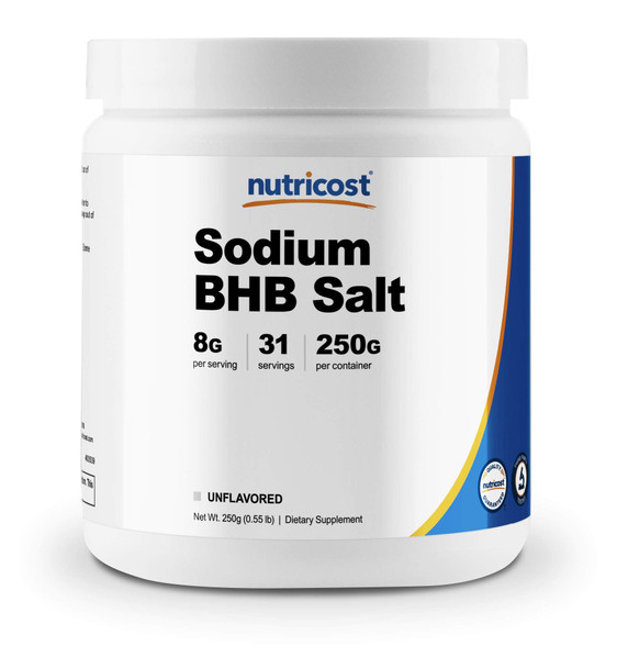 Nutricost Sodium BHB Salts, Exogenous Ketone Supplement, 6.5g Beta-Hydroxybutyrate Per Serving, 250 Grams