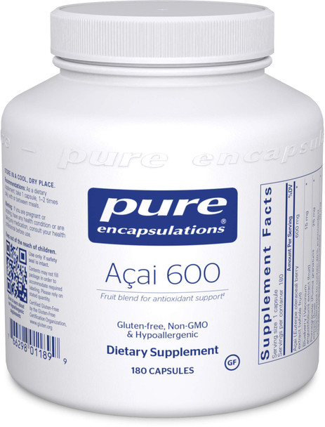 Pure Encapsulations Acai 600 | Berry Supplement for Fiber, Immune Support, Antioxidants, and Flavonoids | 180 Capsules