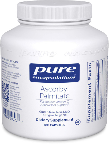 Pure Encapsulations - Ascorbyl Palmitate - Hypoallergenic Fat-Soluble Vitamin C Supplement - 180 Capsules