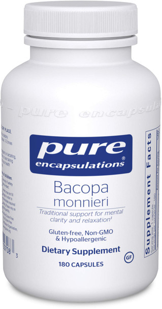 Pure Encapsulations Bacopa Monnieri | Supplement for Brain, Memory, Mood Support, Concentration, Mental Focus, Stress Support, and Cognitive Health | 180 Capsules