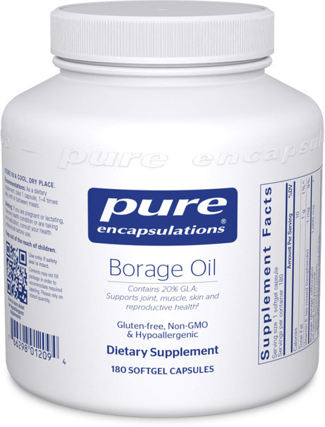 Pure Encapsulations - Borage Oil - Hypoallergenic Dietary Supplement - 180 Softgel Capsules