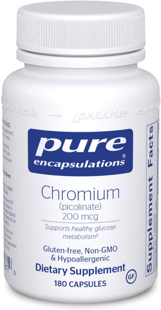 Pure Encapsulations - Chromium (Picolinate) 200 mcg - Hypoallergenic Support for Healthy Lipid and Glucose Metabolism - 180 Capsules