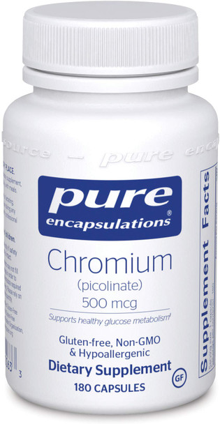 Pure Encapsulations - Chromium (Picolinate) 500 mcg - Hypoallergenic Support for Healthy Lipid and Glucose Metabolism - 180 Capsules