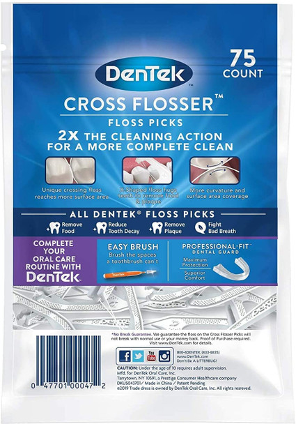 DenTek Cross Flosser Floss Picks XShaped Floss Hugs Teeth 75 Count 4