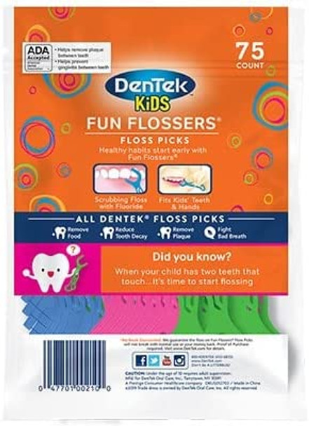 DenTek Kids Fun Flossers Wild Fruit  75Count Floss Picks