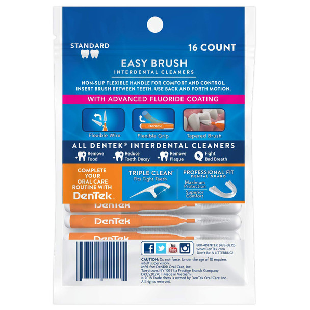 DenTek Easy Brush Interdental Cleaners Mint 16 Count