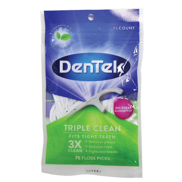 Dentek Triple Clean Floss Picks Fresh Mint 75 Ct.