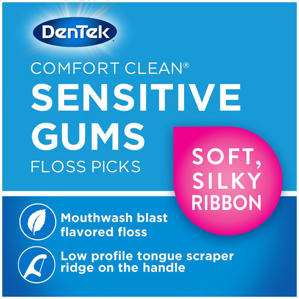 DenTek Comfort Clean Sensitive Gums Floss Picks  Soft  Silky Ribbon  19 Count Each  Pack of 3