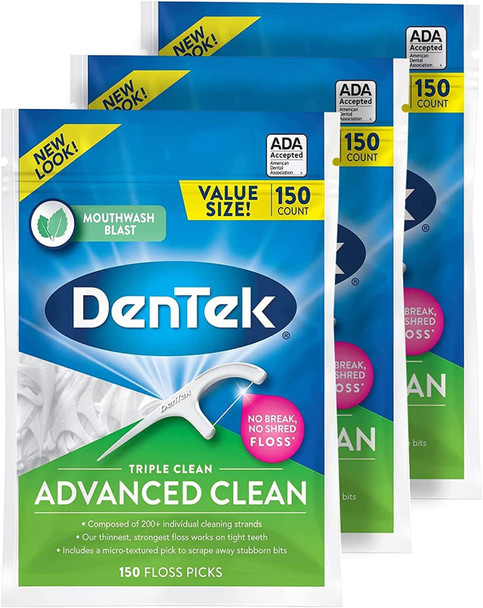 Dentek Triple Clean Floss Picks 150 Count Pack of 3