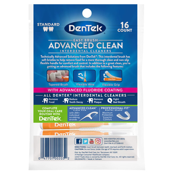 DenTek Easy Brush Interdental Cleaners Mint 16 ea  Pack of 5