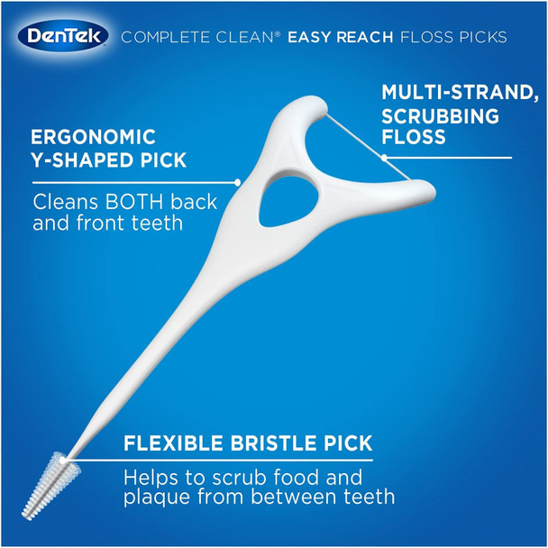 DenTek Complete Clean  Fresh Mint  Easy Reach Angled Floss Picks  No Break  No Shred Floss  75 Each  Pack of 7