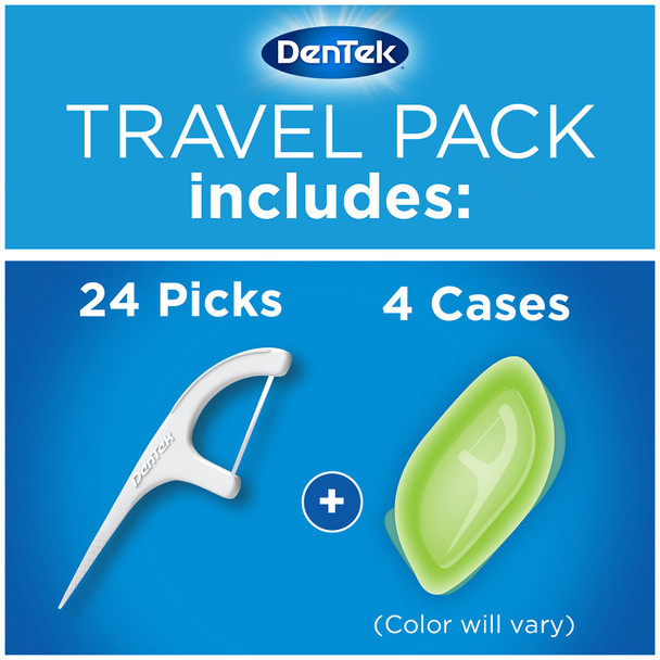 DenTek Floss Picks  Travel Case for OntheGo 4 Travel Cases  12 Floss Picks 6 Pack