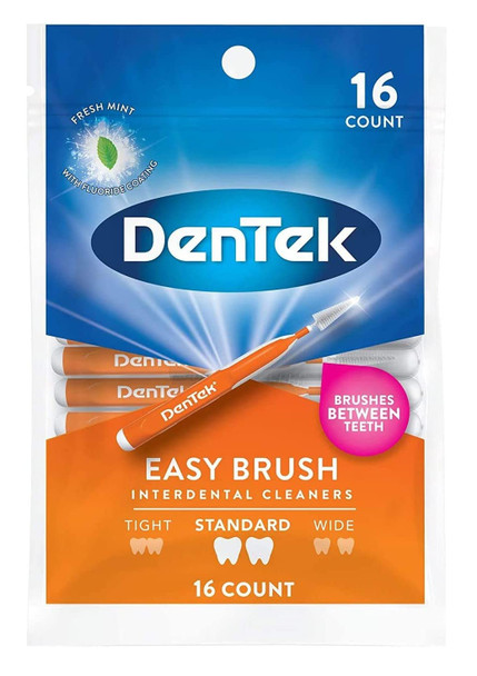 DenTek Easy Brush Interdental Cleaners Mint 16 Count Pack of 2