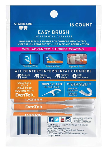 DenTek Easy Brush Interdental Cleaners Mint 16 Count Pack of 2