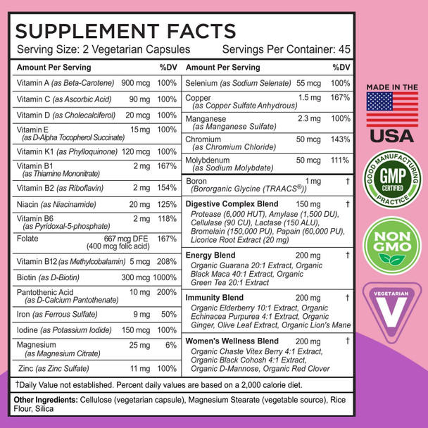 FarmHaven Milk Thistle Capsules  11250mg Strength and Multivitamin for Women  22 Essential Nutrients Fruits  Veggies Womens Multivitamin  Boosts Energy Immune Heart Health Bundle
