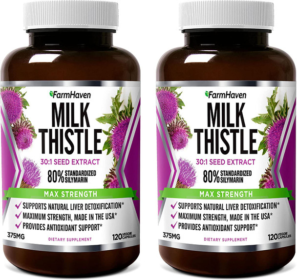 FarmHaven Milk Thistle Capsules  11250mg Strength  30X Concentrated Seed Extract  80 Silymarin Standardized  Supports Liver Function and Overall Health  NonGMO  240 Veggie Capsules