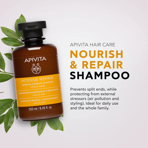 APIVITA Nourish and Repair Shampoo  8.45 fl. oz  Women  Mens Natural Intense Repair Shampoo with Olive Oil Honey Gently Cleanses DryDamaged Hair  Natural Hair Product Color Safe