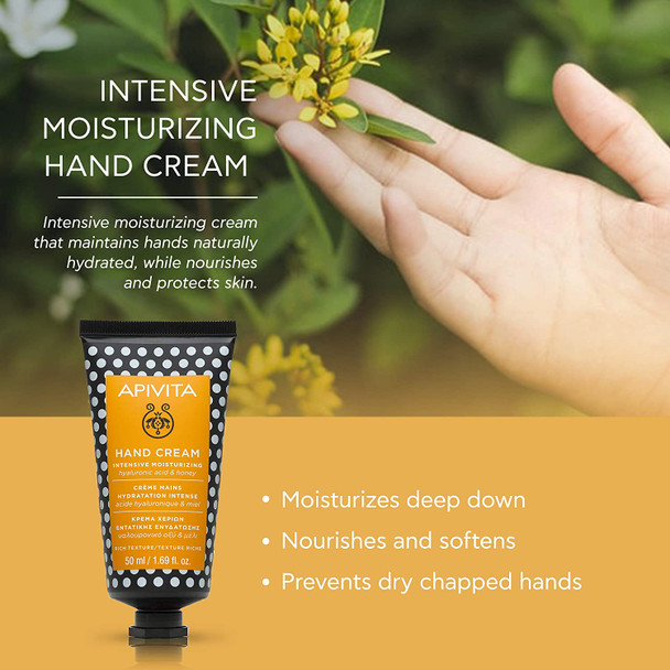 APIVITA Hand Cream Intensive Moisturizing 1.69 fl.oz. Deep Hydrating Lotion to Nourish Skin with Antioxidant Protection  Hyaluronic Acid Shea Butter  Honey Hand Cream for Soft Hands