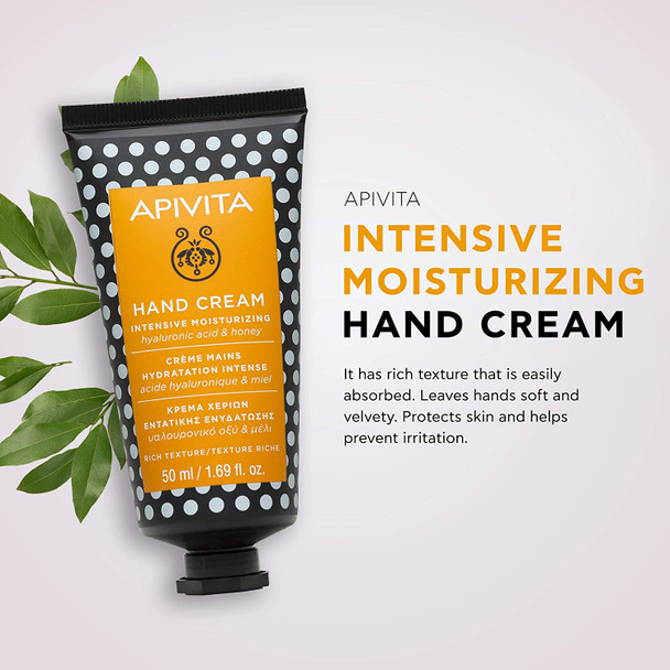 APIVITA Hand Cream Intensive Moisturizing 1.69 fl.oz. Deep Hydrating Lotion to Nourish Skin with Antioxidant Protection  Hyaluronic Acid Shea Butter  Honey Hand Cream for Soft Hands