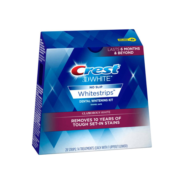 Crest 3D White Dental Whitening Kit, No Slip Whitestrips, Glamorous White 14 ea