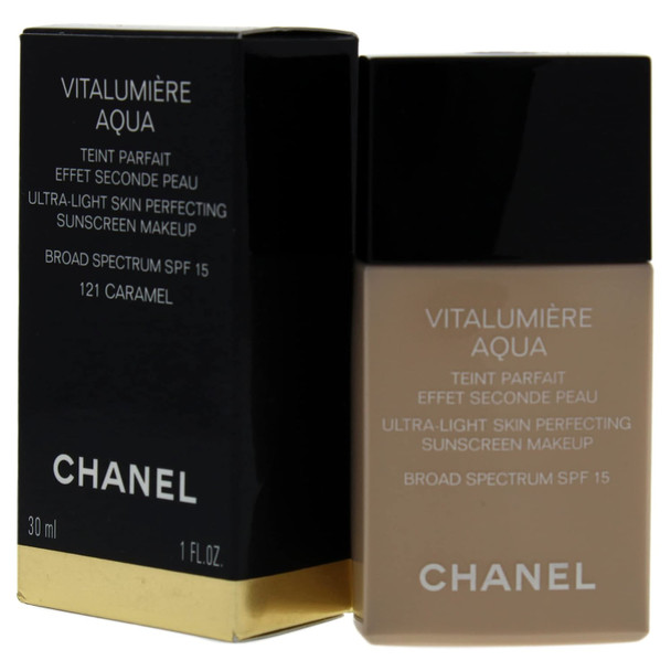 Chanel Vitalumiere Aqua Ultra Light Skin Perfecting Make Up SPF 15121 Caramel Women Foundation 1 oz