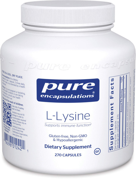 Pure Encapsulations L-Lysine | Amino Acid Supplement for Immune Support and Gum Health | 270 Capsules