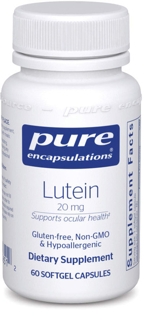 Pure Encapsulations - Lutein 20 mg - Hypoallergenic Antioxidant Support for Healthy Visual Function - 60 Softgel Capsules