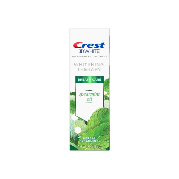 Crest 3D White Whitening Therapy Toothpaste For Sensitive Teeth Spearmint Oil, 4.1 oz